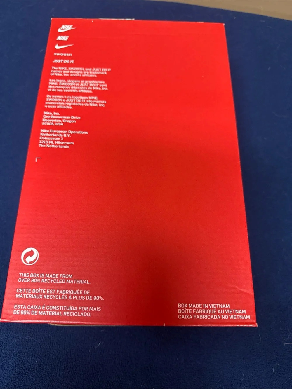 Nike Empty  Shoe Replacement Box 11.5 x 7.5”x 4”  Red White Swoosh Tissue
